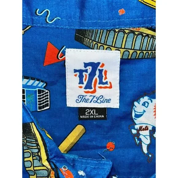 New York Mets The 7 Line T7L “Party Time” Button Up Shirt 2XL NWOT MLB Rare - Picture 5 of 8